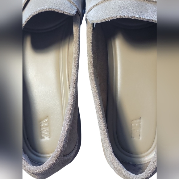 Zara Women's Split Suede Loafers Size 39 = 8-8.5 Tan - Picture 6 of 8